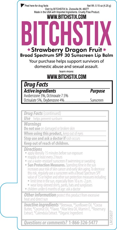 Bitchstix Strawberry Dragon Fruit Spf 30 Broad Spectrum Sunscreen Lip Balm 0.15 Oz Label (99937 Lm35837 Bitchstix Strawberry Dragon Fruit Spf 30 Broad Spectrum Sunscreen 2023 2 15 Ol)